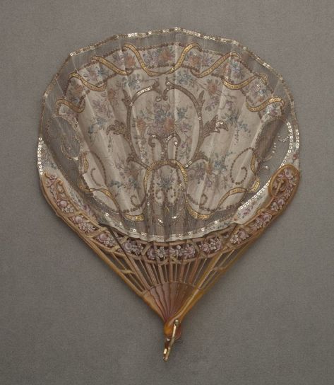 Velvet Art, Legion Of Honor, Antique Fans, Vintage Fans, Umbrellas Parasols, Hand Held Fan, Art Nouveau Style, Gold Sequins, Hand Fan