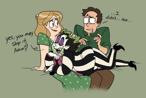 Beetlejuice Fan Art, Beetlejuice Cartoon, Beetlejuice Movie, Demon Baby, Tim Burton Movie, Drawing Examples, Cartoon Crossovers, Cool Sketches, Love Each Other