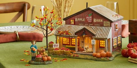 Autumn Harvest Village – Department 56 Official Site Fall Village, Apples And Pumpkins, Halloween Apples, Halloween Raven, Painted Baskets, Thanksgiving Inspiration, Autumn Display, Village Display, Halloween Village