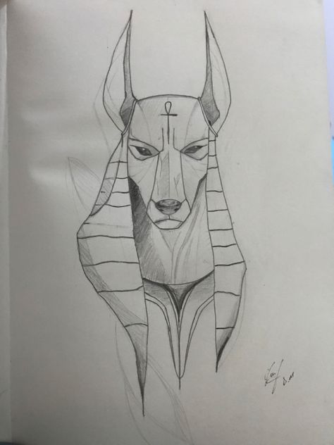 Anubis drawing Anubis Art Drawing, Anubis Drawing Sketches, Egyptian Drawing Pencil, Egyptian God Drawing, Anubis Sketch, Egyptian Art Drawing, Anubis Drawing, Anubis Art, Animal Sketches Easy