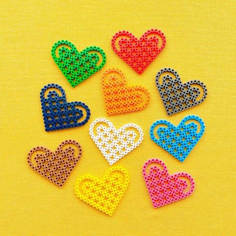 Pearl Beads Pattern, Easy Perler Beads Ideas, Hama Beads Design, Diy Perler Bead Crafts, Heart Template, Melty Beads, Hama Beads Patterns, Diy Perler Beads, Iron Beads