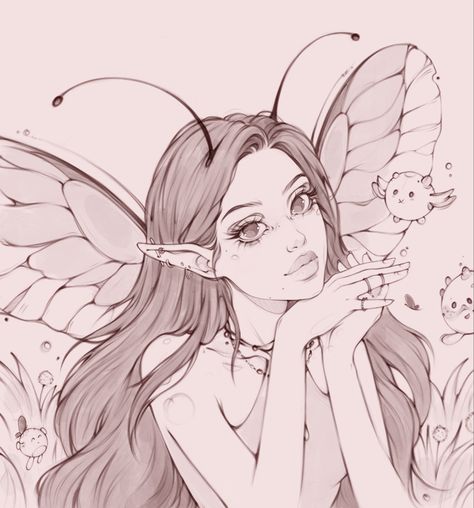 #art #drawing #digitalart #lineart #character #characterart #fairy #fairytail Fairy Queen Drawing, Fairy Base Drawing, Fairy Pose Reference Drawing, Forest Fairy Drawing, Fairy Forest Drawing, Fairy Drawing Sketches, Fairy Girl Drawing, Fairy Line Art, Lineart Character