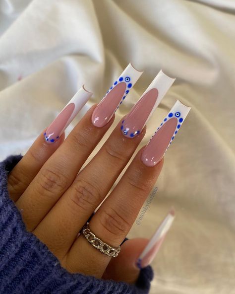 Pink Tip Nails, Evil Eye Nails, Beauty Hacks Nails, Drip Nails, Simple Acrylic Nails, Dope Nail Designs, Nails Only, Short Acrylic Nails Designs, Girls Nails