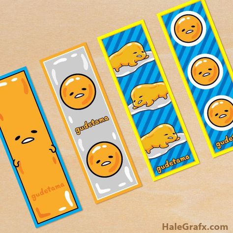 Free printable Gudetama bookmark Gudetama Papercraft, Gudetama Party Ideas, Gudetama Printables, Gudetama Party, Gudetama Birthday, Fun Bookmarks, Doll Template, Lazy Egg, Party Crafts