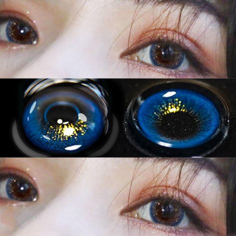 Blue Contact Lenses, Eye Contacts, Kawaii Wigs, Eye Lenses, Blue Contacts, Kawaii Shirts, Colored Contact Lenses, Short Curly Wigs, Kawaii Accessories