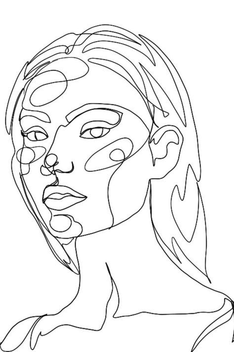 Line Art Drawings Face, One Line Drawings, Drawing Of A Girl, Line Artwork, Abstract Face Art, One Line Drawing, Abstract Face, Outline Art, Abstract Line Art