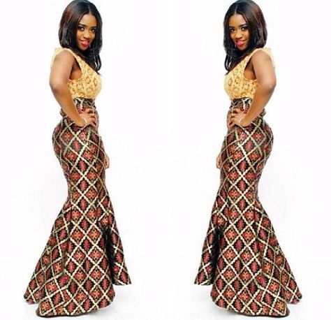 <3 Slim Gown, Ankara Long Gown, African Chic, Panel Skirt, African Print Skirt, African Skirts, Ghanaian Fashion, Kente Styles, Ankara Dresses