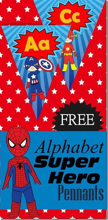 FREE Super Hero Alphabet Pennants - great tool for toddler, preschool, kindergarten, and 1st graders to reference for letters #alphabet #superhero #kindergarten Superhero School Theme, Superhero Preschool, Hero Classroom Theme, Homeschool Toddler, Alphabet Wall Cards, Superhero Printables, Superhero Alphabet, Superhero School, Superhero Classroom Theme