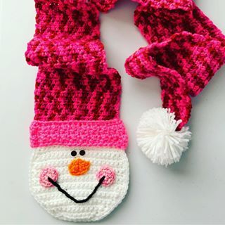 Christmas Scarf Pattern, Christmas Scarf Crochet, Snowman Scarf, Crocheted Scarves, شال كروشيه, Crochet Snowman, Crochet Scarfs, Christmas Scarf, Snowman Faces