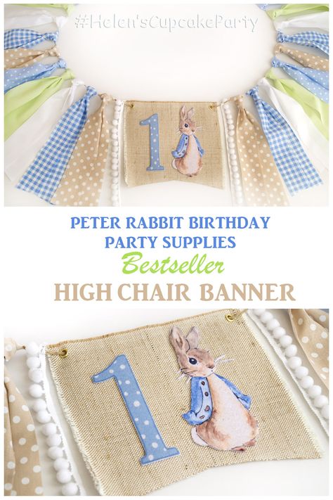 Peter Rabbit Garland, Peter Rabbit Second Birthday Party, Peter Rabbit First Birthday Party, Peter Rabbit First Birthday Boys, Peter Rabbit 1st Birthday Boy, Peter Rabbit 1st Birthday, Peter Rabbit First Birthday, Peter Rabbit Birthday Party, First Birthday Highchair