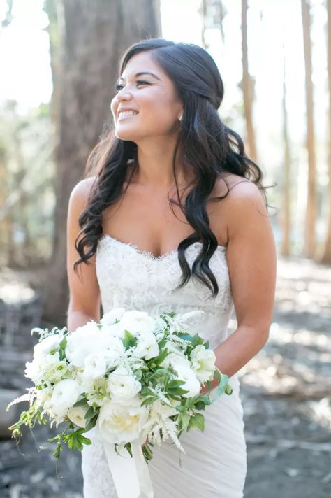 41 Gorgeous Half-Up, Half-Down Wedding Hairstyles Strapless Dress Hairstyles, Bridal Hair Half Up, Half Up Wedding, Wedding Updos, Easy Wedding, Trendy Hairstyle, Hairstyles Wedding, Wedding Hairstyles Half Up Half Down, Wedding Hair Inspiration