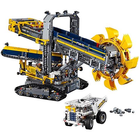 Build the highly detailed 2-in-1 model featuring an array of different motorized functions Includes LEGO Power Functions such as forward and reverse driving, rotating bucket wheel, moving conveyor belt and rotating superstructure The largest LEGO Technic set every made LEGO Technic building toys are compatible with all LEGO construction sets for creative building Lego Bucket, Lego Technic Sets, Lego Games, Lego Construction, Model Building Kits, Conveyor Belt, Construction Toy, Buy Lego, Lego Technic