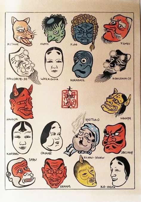 Japanese Masks Tattoos, Hannya Maske Tattoo, Japanese Mask Tattoo, Tato Salib, Japanese Yokai, Japanese Oni, Noh Mask, Arte Doodle, Japan Tattoo Design