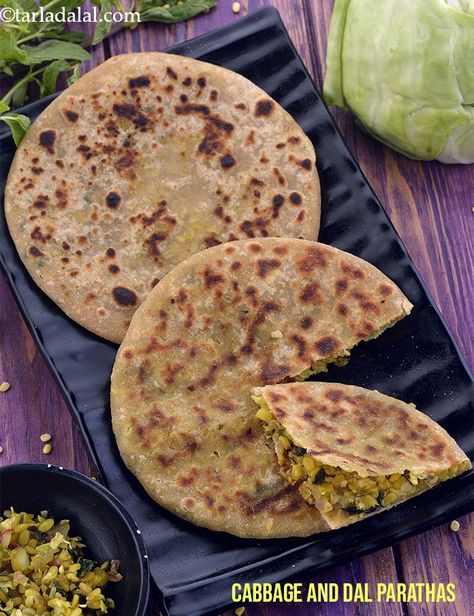 Cabbage and Dal Parathas recipe, Low Sodium Recipes to lower blood pressure Dal Paratha, Low Sodium Breakfast, High Blood Pressure Recipes, Keema Recipes, Low Salt Recipes, Recipes Veg, Salt Recipes, Tiffin Recipe, Flat Breads