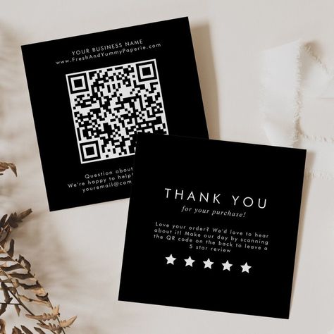 Chic Black Typography QR Code Leave A Review Small Business Trends, Business Card Stand, Gif Art, Small Business Instagram, All About Me Preschool, Leave A Review, Online Card, Black Typography, Dark Design