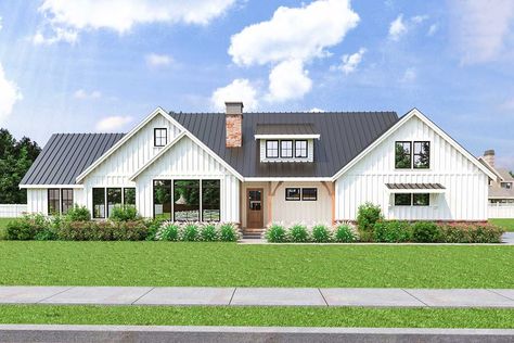 Room Above Garage, Farmhouse Style House Plans, Farmhouse House, Farmhouse Plan, White Farmhouse, Building Permits, House Plans Farmhouse, Modern Farmhouse Plans, Best House Plans