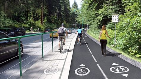 Bike Path Design, Bicycle Lane, Urban Spaces Design, New Urbanism, Urban Design Concept, Urban Design Plan, Pedestrian Walkway, Path Design, Stanley Park