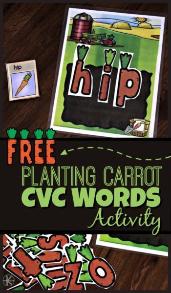 FREE Planting Carrot CVC Words Activity | Free Homeschool Deals ©  Great to use with The Carrot Seed Spring Educational Activities, Sightwords Kindergarten, Cvc Words Activity, Easter Learning Activities, Kindergarten Spring, Letter Matching Activities, Blends Activities, Kindergarten Activity, Cvc Words Worksheets