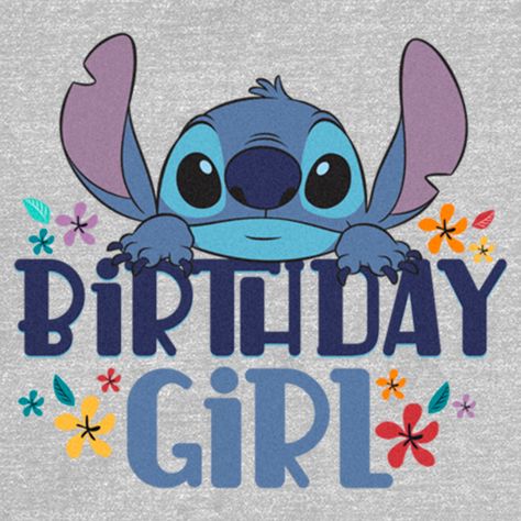 Ohana means family, and family means no tee gets left behind! Find the perfect style for your special day with this officially licensed Juniors' Disney Lilo & Stitch Birthday Girl Stitch Graphic T-Shirt! This fun design features Stitch peeking over the phrase: "Birthday Girl" in shades of blue, surrounded by colorful flowers across the front. Celebrate a certain alien, otherwise known as Experiment 626 this year with new fabulous apparel from this incredible movie! Enjoy comfort and fashion at the same time with this unique Birthday juniors' graphic tee design from Lilo & Stitch. Strut your stuff with this stylish new juniors' t-shirt that is perfect for that special day! Featuring Stitch peeking over the phrase: "Birthday Girl" in shades of blue, surrounded by colorful flowers across the Stitch Birthday Wallpaper, Stitch Birthday Cards Diy, Stitch Birthday Ideas, Stitch Happy Birthday, Birthday Stitch, Disney Stencils, Experiment 626, Stitch Birthday, Graphic Onesies