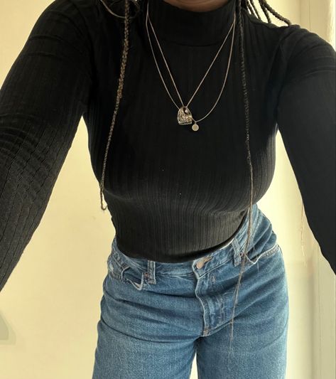 Baggy Jeans And Turtleneck, Jeans And Turtleneck, Black Turtleneck, Really Cute Outfits, Basic Outfits, Baggy Jeans, Outfits Ideas, Cute Outfits, Turtle Neck