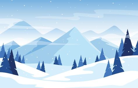 Adobe Illustrator Background, Snow Mountain Illustration, Winter Background Wallpapers, Winter Landscape Illustration, Snowy Environment, Winter Vector, Landscape Silhouette, Christmas Animation, Snow Background