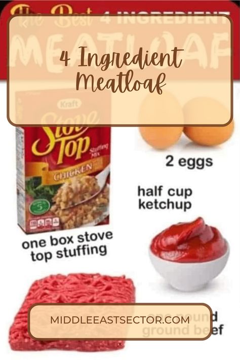 4 Ingredient Meatloaf 4 Ingredient Meatloaf, Gluten Free Stuffing Mix, Stove Top Meatloaf, Apple Fritter Cake, Stove Top Stuffing, Gluten Free Stuffing, Easy Meatloaf, Stuffing Mix, 4 Ingredient