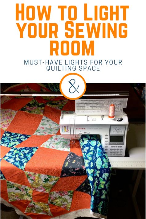 How to Light Your Sewing Space — Sewing Room Lighting, Sewing Quotes, Sewing Spaces, Trendy Sewing Projects, Trendy Sewing Patterns, Lighting Tips, Improve Your Posture, Sewing Room Decor, Sewing To Sell