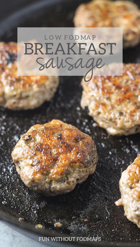 Gluten-free and sugar-free, this Low FODMAP Breakfast Sausage recipe offers a classic breakfast staple without the garlic or onion powder! | funwithoutfodmaps.com | #whole30 #breakfast #breakfastsausage #pork #lowfodmap Low Fodmap Breakfast, Breakfast Sausage Recipe, Ground Sausage Recipes, Fodmap Recipes Dinner, Low Fodmap Recipes Dinner, Fodmap Breakfast, Fodmap Friendly Recipes, Whole30 Breakfast, Low Fodmap Diet Recipes