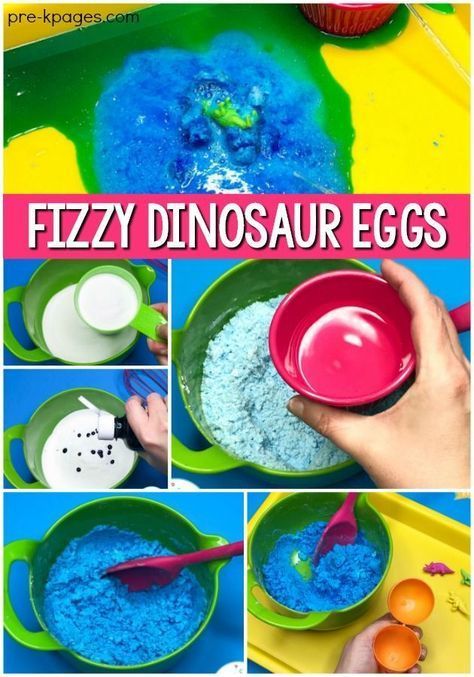 DINOSAUR EGGS FIZZY SCIENCE EXPERIMENT. Dinosaurs are always a fun topic or theme to explore with preschoolers. Something about dinosaurs seems to grab the mind and imagination of children. This fun science experiment will add even more excitement to your. #kids #education #science #experiment Fizzy Dinosaur Eggs, Dinosaur Crafts Kids, Dinosaur Crafts Preschool, Dinosaur Lesson, Dinosaur Theme Preschool, Dinosaur Activities Preschool, Dinosaur Projects, Dinosaurs Preschool, Dino Eggs