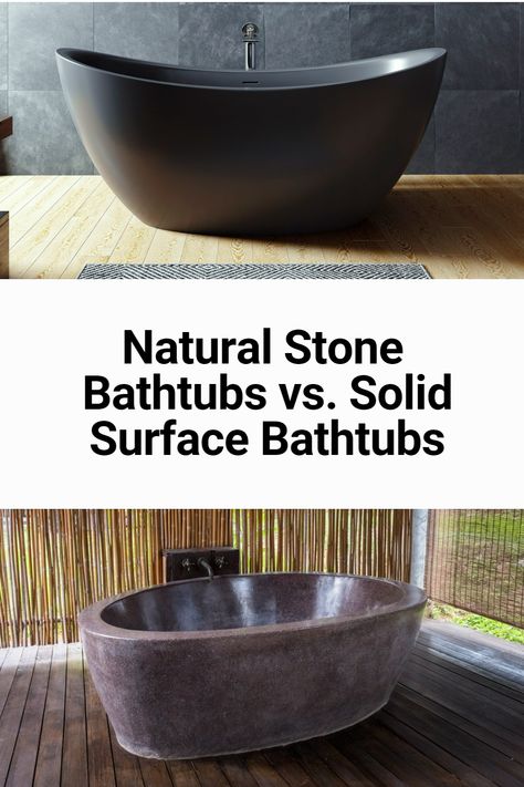 Whether you decide you're going for natural stone or engineered solid surface stone, there are a few considerations that you need to take into account when making your choice between the two. #ThisIsAquatica #SolidSurfaceBathtub #StoneBathtub Natural Stone Bathtub, Stone Tubs Master Bath, Stone Tub, Stone Bathtub, Similarities And Differences, Standing Stone, Standing Bath, Bathroom Design Inspiration, Bathtubs