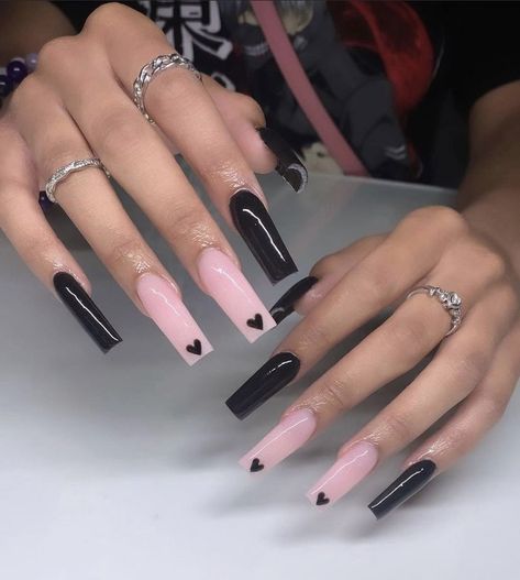 Long French Tip Nails Square, Acrylic Nails Short, Tapered Square Nails, Square Nail, Black Acrylic Nails, Acrylic Nail Set, Long Acrylic Nail Designs, Colored Acrylic, White Acrylic Nails