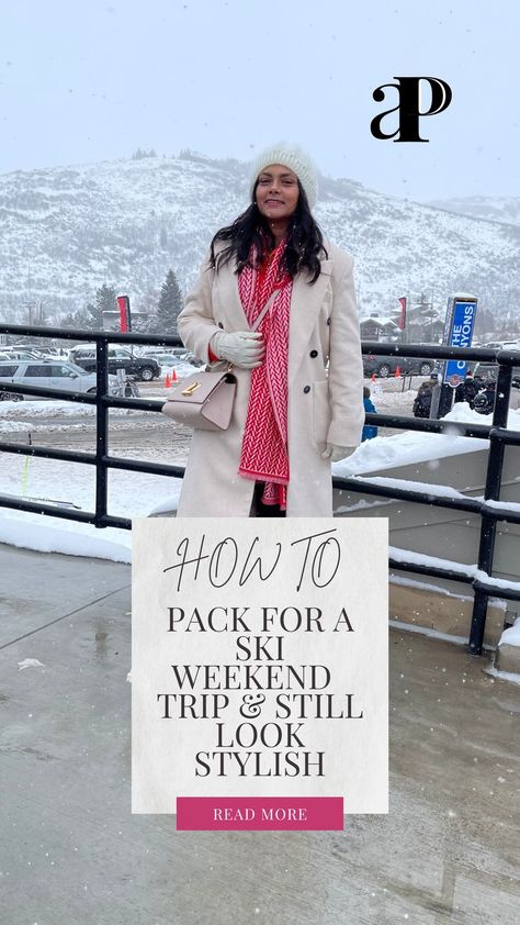 When packing for a ski vacation, it is important to consider what activities you want to do. Even if you don't want to go skiing, you should still pack warm, comfortable, & stylish clothing. In this blog I am sharing all about ski fashion and what items you should pack and wear on your ski trip. On your ski weekend trip, these tips will make sure that you can get those amazing photos while capturing the chic style. Click the link to read more! Ski Trip Pictures, Ski Weekend Outfit, Ski Trip Fashion, Ski Vacation Outfits, Weekend Trip Packing, Ski Trip Packing, Snow Vacation, Ski Weekend, Ski Trip Outfit