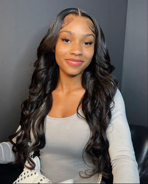 Wavy Lace Front Wigs, Frontal Wig Hairstyles, Sew In Hairstyles, Birthday Hairstyles, Long Hair Wigs, Quick Weave Hairstyles, Protective Hairstyles Braids, Wavy Wig, Pretty Braided Hairstyles