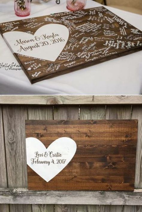 Unique rustic wedding guest book ideas Unique Rustic Wedding, Wedding Guest Book Unique, Wood Guest Book, Rustic Wedding Guest Book, Wedding Guest Book Alternatives, Guest Book Sign, Wooden Wedding, Diy Wedding Decorations, Wedding Book