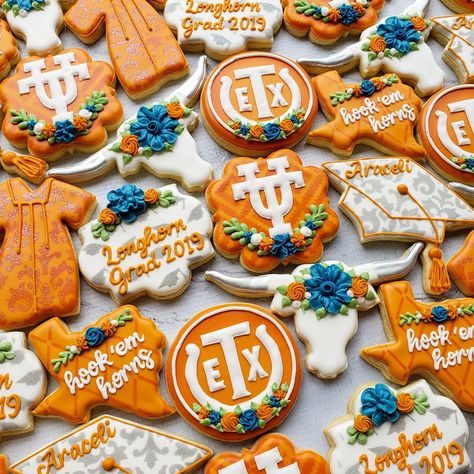 Texas Longhorn Cookies Decorated, Texas Shaped Cookies Decorated, Texas Rangers Cookies Decorated, Texas A&m Graduation Cookies, Texas A&m Cookies Decorated, Texas Theme, Plant Bugs, Cookie Jar, Texas Longhorns