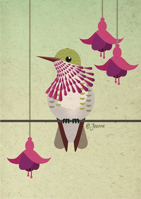 Hummingbird Graphic Design, Cute Hummingbird Illustration, Folk Art Hummingbird, Bird Design Illustration, Animal Design Illustration, Hummingbird Illustration, Hummingbird Drawing, Hummingbird Design, Hummingbird Art