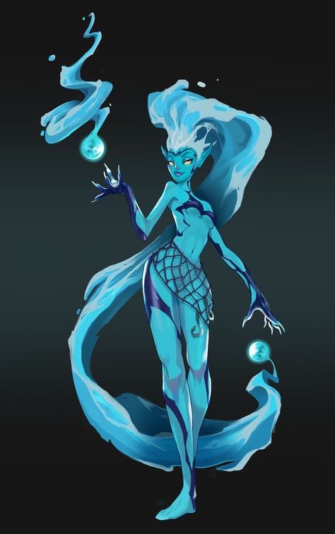 Water Spirit, Fantasy Races, Fantasy Creatures Art, Concept Art Drawing, Mythical Creatures Art, Mermaid Art, Dnd Characters, Creature Design, Creature Art