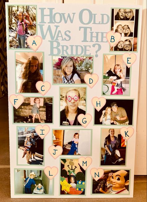 Guess The Brides Age Game Board, Bridal Shower Age Game, How Old Is The Bride Game Board, What Age Was The Bride Game, Guess Brides Age Game, Bridal Shower Guess The Age, Bridal Shower Picture Game, Guess How Old The Bride Is Game, How Old Were They Bridal Shower Game