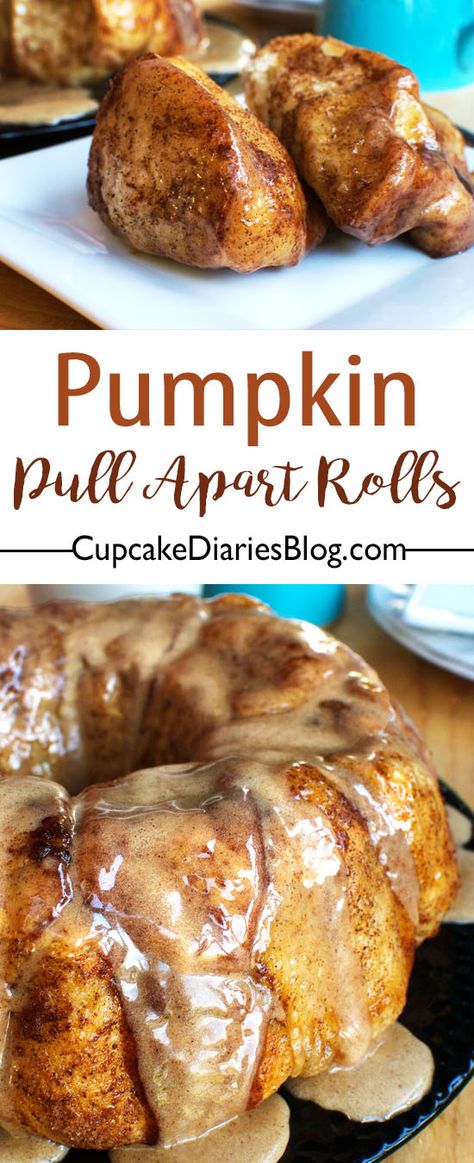 Pumpkin Pull Apart Rolls with Cinnamon-Maple Glaze Pull Apart Rolls, Romantic Dinner At Home, At Home Recipes, Restaurant Copycat Recipes, Cupcake Diaries, Frozen Rolls, Banana Split Dessert, Restaurant Copycat, Recipes Restaurant