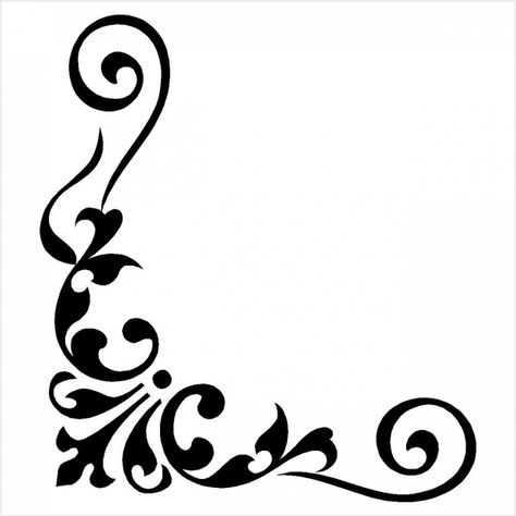 Corner Border Designs Clip Art Corner Border, Corner Borders, Frame Border Design, Page Borders Design, Page Borders, Border Designs, Silhouette Stencil, Stencil Patterns, Borders And Frames