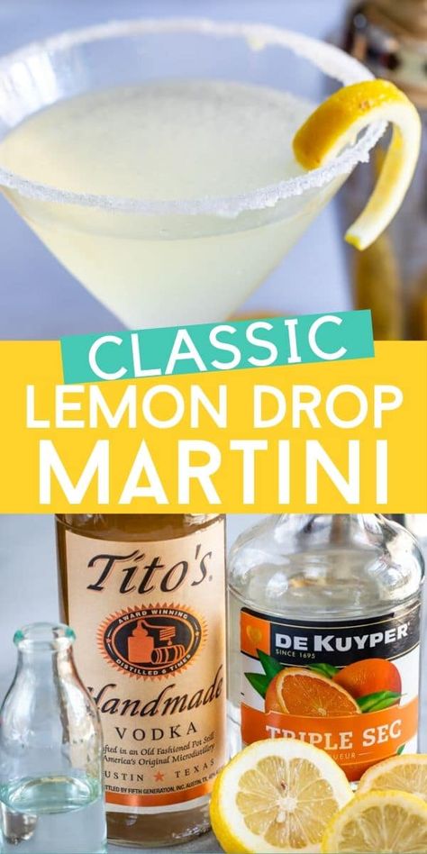 Lemon Drop Drink, Lemon Drop Martini Recipe, Lemon Drop Shots, Lemon Martini, Martini Recipes Vodka, Vodka Lemon, Easy Cocktail Recipe, Resep Koktail, Expresso Martini