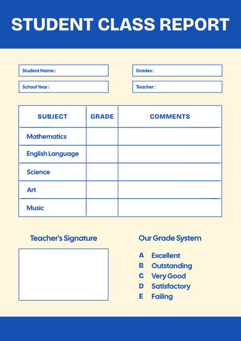 Student Class Report Report Cards, English Activities For Kids, Grading System, English Activities, Report Card, Music Teacher, Art Music, English Language, School Year