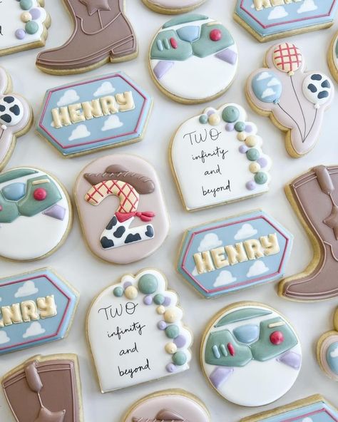 Two Infinity And Beyond Birthday Cookies, Two Infinity And Beyond Cookies, Two Infinity And Beyond Birthday, Beyond Birthday, Toy Story Cookies, Vintage Oven, Toy Story Baby, Toy Story Theme, Second Birthday Ideas