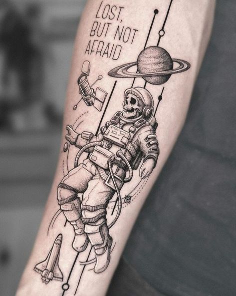 Astronaut Tattoo Ideas, Astronaut Tattoos, Sam Tattoo, Wrap Around Wrist Tattoos, Tech Tattoo, Geometric Line Tattoo, Astronaut Tattoo, Airplane Tattoos, Lady Bug Tattoo