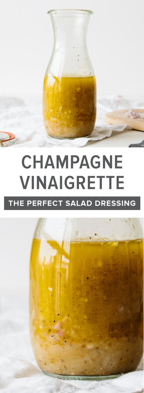 Champagne Dressing, Vibrant Salad, Healthy Dressing Recipes, Vinaigrette Dressing Recipe, Salad Simple, Vinegar Salad Dressing, Champagne Vinaigrette, Salad Dressing Recipes Healthy, Salad Dressing Recipes Homemade