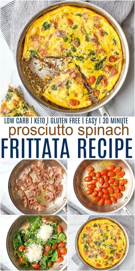 Fritata Recipe, Spinach Frittata Recipes, Eggs Spinach, Easy Frittata, Prosciutto Recipes, Breakfast Frittata, Easy Breakfast Options, Spinach Frittata, Frittata Recipe