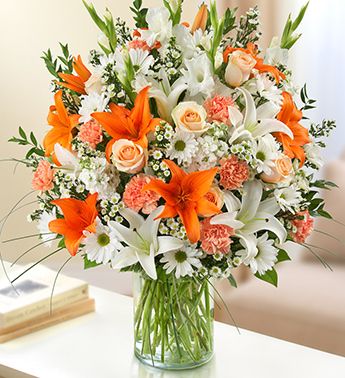 White Flower Arrangements, Large Flower Arrangements, Flower Business, Cemetery Flowers, Church Flowers, Sympathy Flowers, White And Orange, Beautiful Flower Arrangements, Event Flowers