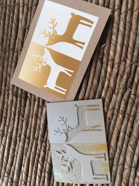 Linocut Christmas, Reindeer Christmas Card, Diy Stamps, Print Christmas Card, Linoleum Print, Linocut Printmaking, Hand Carved Stamps, Linocut Art, Jackson's Art