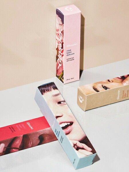 Glossier Balm dotcom Flavored Quirky Packaging, Glossier Packaging, Packaging Creative, Glossier Balm Dotcom, Lipstick For Fair Skin, Lipstick Designs, Cosmetic Packaging Design, Makeup Package, Skincare Packaging