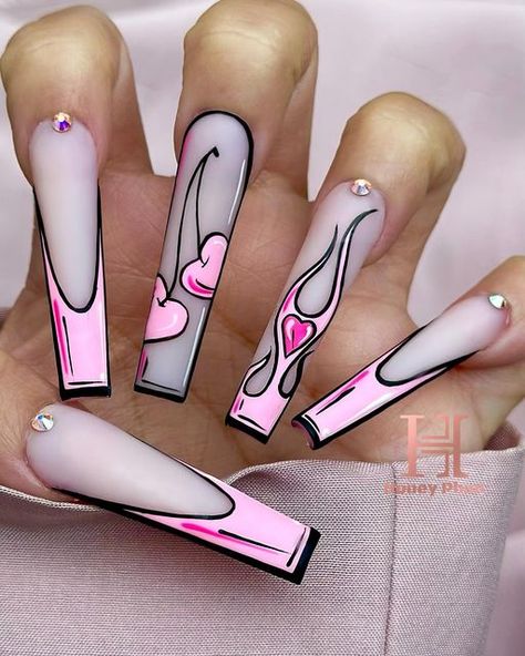 Long Nail, Dope Nail Designs, Long Acrylic Nails Coffin, Long Square Acrylic Nails, Unique Acrylic Nails, Bling Acrylic Nails, Trendy Nail Design, Nails 2024, Pink Acrylic Nails